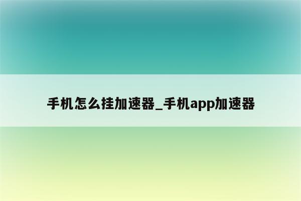 手机如何使用枫叶主机加速